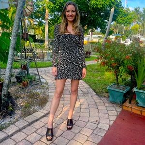 Reformation Dress Black/white floral mini 0